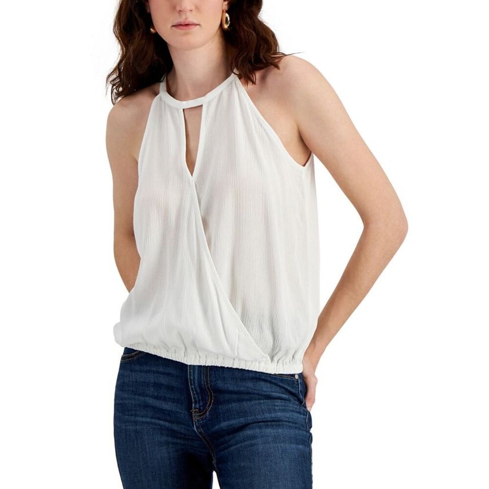 White Keyhole Halter Blouse Women’s XL INC International Concepts Summer Resort